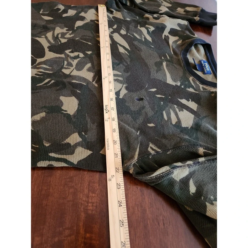 Polo Ralph Lauren Thermal Waffle Knit Camo Long Sleeve Shirt XL Green Camouflage